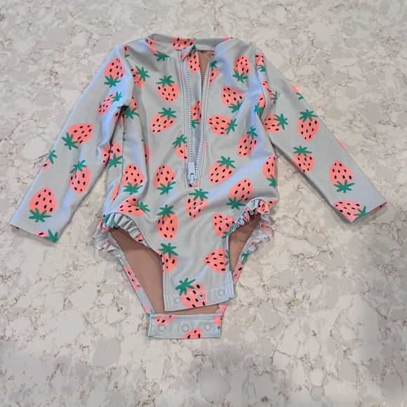 Old Navy 12-18M Strawberry Print Long Sleeve Swimsuit - Picture 5 of 13